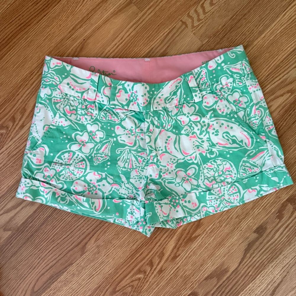 Lilly Pulitzer Barclay Shorts in Beach Bash‎ in Glenda Green Size 2